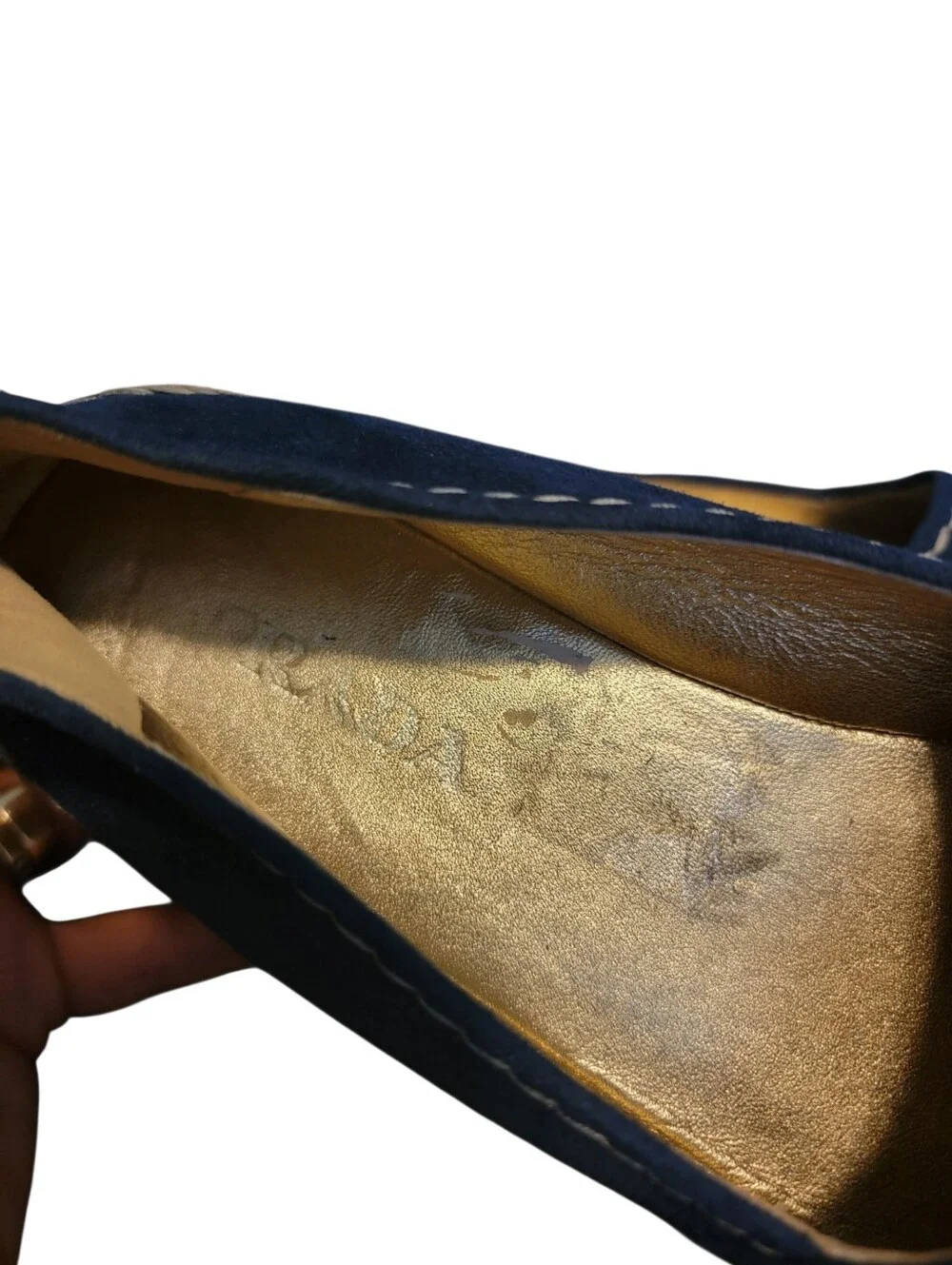 PRADA Milano Peep Toe Platform Espadrille Navy Blue Suede Size 38.5 US 8.5